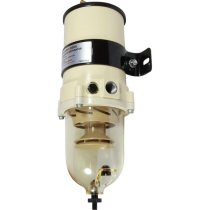 Fuel Filter/Separator with Clear Bowl and Heat Shield - 7/8″-14 UNF Ports - Max Flow 341 LPH (90 GPH