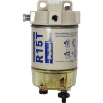 Diesel Fuel Filter (10-micron) with Clear Bowl and Primer Pump- 1/4″ Ports - Max Flow 57 LPH