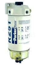 Diesel Fuel Filter (10-micron) with Clear Bowl and Primer Pump- 1/4″ Ports - Max Flow 170 LPH